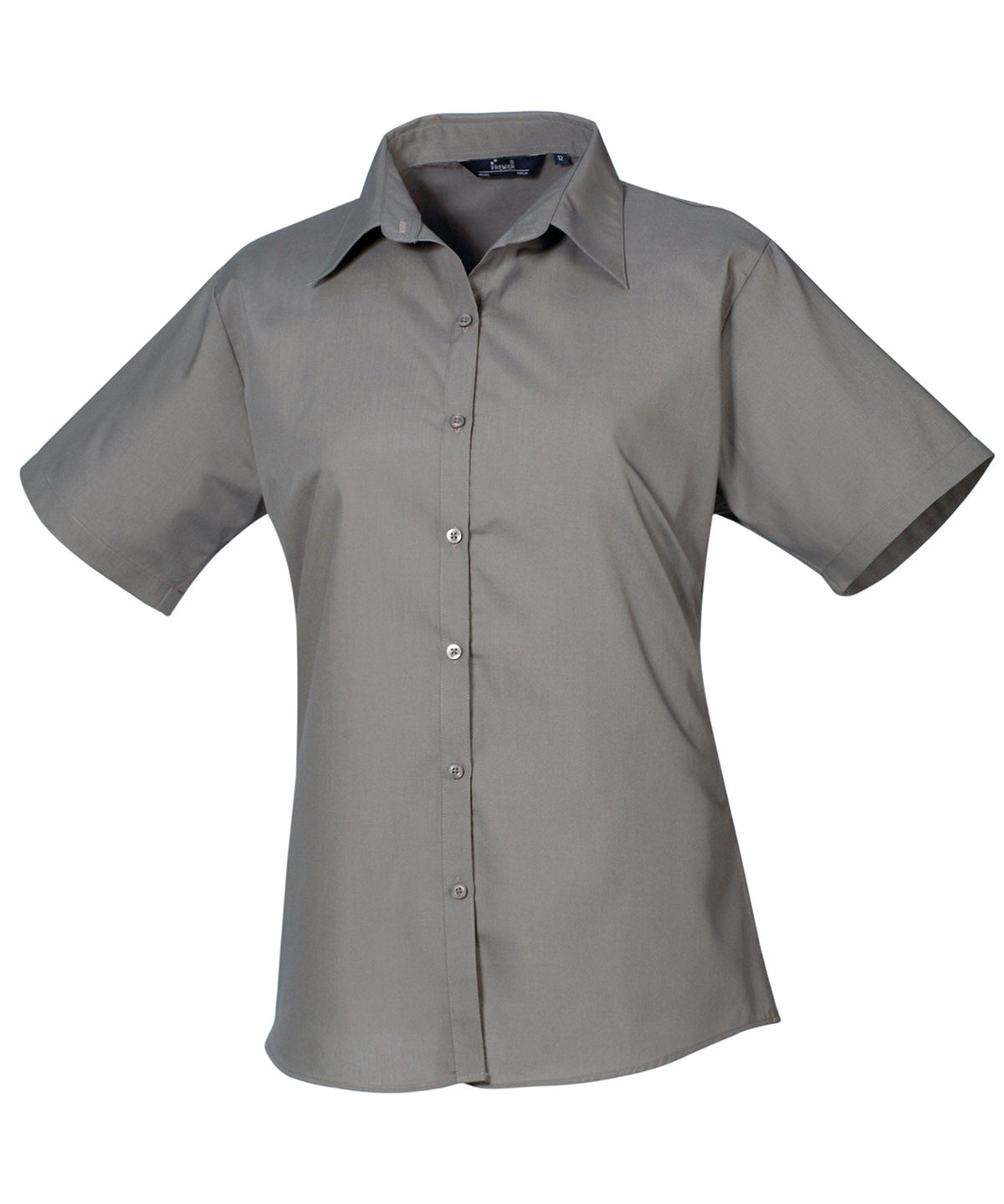 Ladies Poplin Short Sleeve Blouse - Dark Grey